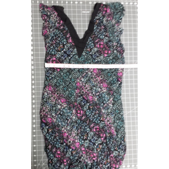 Maxi Dress Floral Full Long Black Blue - Picture 3 of 3